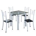 Ver imagem 2 de Conjunto de Jantar Mesa 75x75cm Tampo de Vidro Incolor com 4 Cadeiras Sara Yescasa