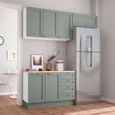 Ver imagem 1 de Cozinha Planejada 3 Peças com Tampo 2 Aéreos 1 Balcão CabeCasa MadeiraOriginals Verde/Branco/Menta