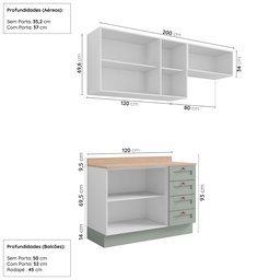 Cozinha Modulada 3 Peças com Tampo 2 Aéreos 1 Balcão Arizona CabeCasa MadeiraMadeira - 4