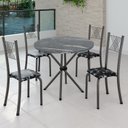 Ver imagem 2 de Conjunto de Jantar Mesa Tampo Redondo de Granito Topázio com 4 Cadeiras Sara Yescasa Prata/Preto Floral/Mart