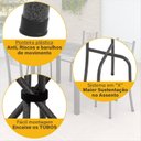 Ver mais imagens de Conjunto de Jantar Mesa Tampo Redondo de Granito Topázio com 4 Cadeiras Sara Yescasa Prata/Preto Floral/Mart