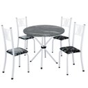 Ver imagem 2 de Conjunto de Jantar Mesa Tampo Redondo de Granito Topázio com 4 Cadeiras Sara Yescasa