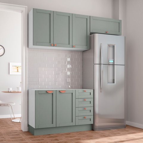 Cozinha Modulada 3 Peças Sem Tampo 2 Aéreos 1 Balcão CabeCasa MadeiraOriginals