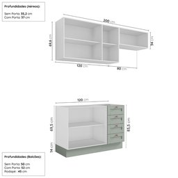 Cozinha Modulada 3 Peças Sem Tampo 2 Aéreos 1 Balcão Arizona CabeCasa MadeiraMadeira - 4