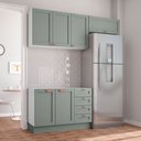 Ver imagem 1 de Cozinha Planejada 3 Peças sem Tampo 2 Aéreos 1 Balcão CabeCasa MadeiraOriginals Verde/Branco/Menta