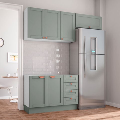 Cozinha Modulada 3 Peças Sem Tampo 2 Aéreos 1 Balcão CabeCasa MadeiraOriginals