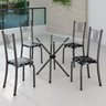 Conjunto de Jantar Mesa Tampo Redondo de Vidro Incolor com 4 Cadeiras Sara Yescasa - 1