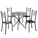 Ver imagem 2 de Conjunto de Jantar Mesa Tampo Redondo de Vidro Incolor com 4 Cadeiras Sara Yescasa