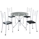 Ver imagem 2 de Conjunto de Jantar Mesa Tampo Redondo de Vidro Incolor com 4 Cadeiras Sara Yescasa