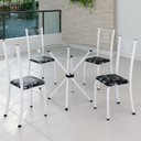 Ver imagem 1 de Conjunto de Jantar Mesa Tampo Redondo de Vidro Incolor com 4 Cadeiras Sara Yescasa Branco/Preto Floral