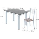 Ver imagem 3 de Conjunto de Jantar Mesa 120x75cm Tampo de Granito Topázio com 4 Cadeiras Sara Yescasa Branco/Botanic Bege
