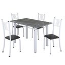 Ver imagem 2 de Conjunto de Jantar Mesa 120x75cm Tampo de Granito Topázio com 4 Cadeiras Sara Yescasa Branco/Preto Liso