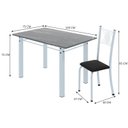 Ver imagem 3 de Conjunto de Jantar Mesa 120x75cm Tampo de Granito Topázio com 4 Cadeiras Sara Yescasa Branco/Preto Liso
