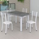 Ver imagem 1 de Conjunto de Jantar Mesa 120x75cm Tampo de Granito Topázio com 4 Cadeiras Sara Yescasa Branco/Liso