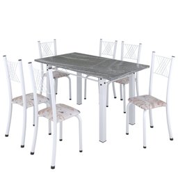 Conjunto de Jantar Mesa 140x75cm Tampo de Granito Topázio com 6 Cadeiras Sara Yescasa - 2