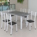 Ver imagem 1 de Conjunto de Jantar Mesa 140x75cm Tampo de Granito Topázio com 6 Cadeiras Sara Yescasa Branco/Preto Liso