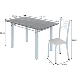 Conjunto de Jantar Mesa 140x75cm Tampo de Granito Topázio com 6 Cadeiras Sara Yescasa - 3