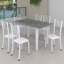 Ver imagem 1 de Conjunto de Jantar Mesa 140x75cm Tampo de Granito Topázio com 6 Cadeiras Sara Yescasa Branco/Liso