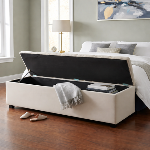 Puf Baú Queen 160x40x45cm na Cor Bege Claro - Produto de Alta Qualidade e Conforto