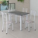 Ver imagem 1 de Conjunto de Jantar Mesa 100x60cm Tampo de Granito Topázio com 4 Cadeiras Sara Yescasa Branco/Botanic Bege