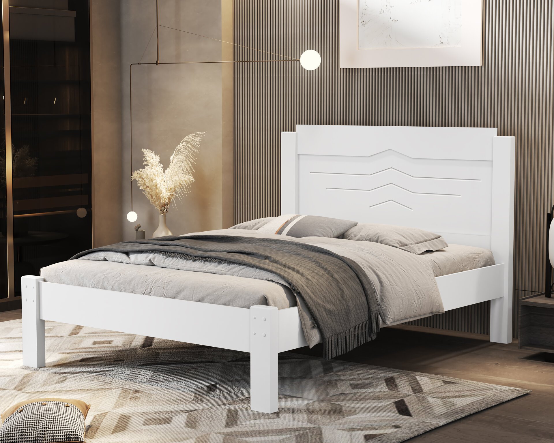 Cama Casal Tradicional Reforçada Alto Padrão Sofia para Quarto:branco