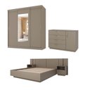 Ver imagem 2 de Kit Guarda Roupas 3 Portas, Cama Queen e Complementos de Quarto Araçá CabeCasa MadeiraOriginals Cinza/Fendi