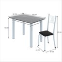 Ver imagem 3 de Conjunto de Jantar Mesa 100x60cm Tampo de Granito Topázio com 4 Cadeiras Sara Yescasa Branco/Preto Liso