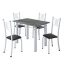 Ver imagem 2 de Conjunto de Jantar Mesa 100x60cm Tampo de Granito Topázio com 4 Cadeiras Sara Yescasa Branco/Preto Liso