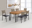 Ver imagem 1 de Cojunto Sala de Jantar Bali 1600x900 c/6 Cad 3500 - Courino Preto/Náutica Bege Tampo BP Proa