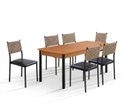 Ver imagem 2 de Cojunto Sala de Jantar Bali 1600x900 c/6 Cad 3500 - Courino Preto/Náutica Bege Tampo BP Proa