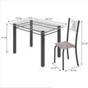 Ver imagem 3 de Conjunto de Jantar Mesa 120x75cm Tampo de Vidro Incolor com 4 Cadeiras Sara Yescasa Prata/Botanic Bege/Mart