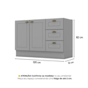 Ver imagem 3 de Balcão para Pia 2 Portas 3 Gavetas MDF 120cm Emily Cinza