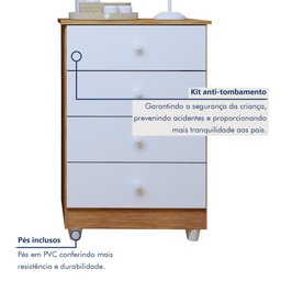 Quarto de Bebê Guarda Roupa 3 Portas e Cômoda 100% MDF Nina  - 10