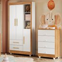 Ver imagem 1 de Quarto de Bebê Guarda Roupa 3 Portas e Cômoda 100% MDF Nina