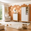 Ver imagem 1 de Quarto de Bebê Guarda Roupa 3 Portas e Cômoda 100% MDF Nina
