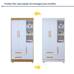 Quarto de Bebê Guarda Roupa 3 Portas e Cômoda 100% MDF Nina  - 4