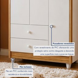 Quarto de Bebê Guarda Roupa 3 Portas e Berço Mini Cama 100% MDF Nina - 11 Quarto de Bebê Guarda Roupa 3 Portas e Berço Mini Cama 100% MDF Nina - 11