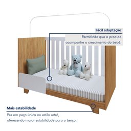 Quarto de Bebê Guarda Roupa 3 Portas e Berço Mini Cama 100% MDF Nina  - 8