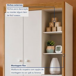 Quarto de Bebê Guarda Roupa 3 Portas e Berço Mini Cama 100% MDF Nina - 13 Quarto de Bebê Guarda Roupa 3 Portas e Berço Mini Cama 100% MDF Nina - 13