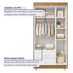 Quarto de Bebê Guarda Roupa 3 Portas e Berço Mini Cama 100% MDF Nina - 14 Quarto de Bebê Guarda Roupa 3 Portas e Berço Mini Cama 100% MDF Nina - 14
