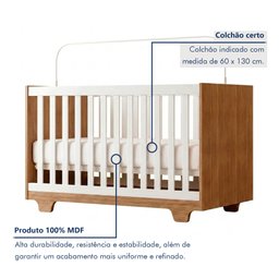 Quarto de Bebê Guarda Roupa 3 Portas e Berço Mini Cama 100% MDF Nina - 5 Quarto de Bebê Guarda Roupa 3 Portas e Berço Mini Cama 100% MDF Nina - 5