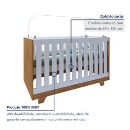 Quarto de Bebê Guarda Roupa 3 Portas e Berço Mini Cama 100% MDF Nina  - 5