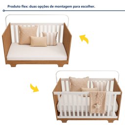 Quarto de Bebê Guarda Roupa 3 Portas e Berço Mini Cama 100% MDF Nina - 4 Quarto de Bebê Guarda Roupa 3 Portas e Berço Mini Cama 100% MDF Nina - 4