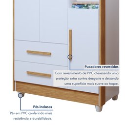 Quarto de Bebê Guarda Roupa 3 Portas e Berço Mini Cama 100% MDF Nina  - 10