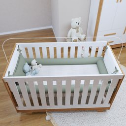 Quarto de Bebê Guarda Roupa 3 Portas e Berço Mini Cama 100% MDF Nina  - 17