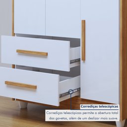 Quarto de Bebê Guarda Roupa 3 Portas e Berço Mini Cama 100% MDF Nina  - 12
