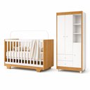 Ver imagem 2 de Quarto de Bebê Guarda Roupa 3 Portas e Berço Mini Cama 100% MDF Nina