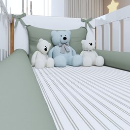 Quarto de Bebê Guarda Roupa 3 Portas e Berço Mini Cama 100% MDF Nina  - 15