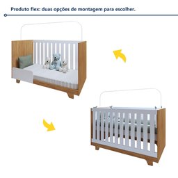 Quarto de Bebê Guarda Roupa 3 Portas e Berço Mini Cama 100% MDF Nina  - 4