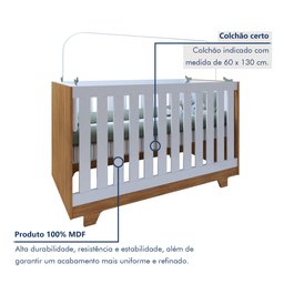 Quarto de Bebê Guarda Roupa 3 Portas e Berço Mini Cama 100% MDF Nina  - 5